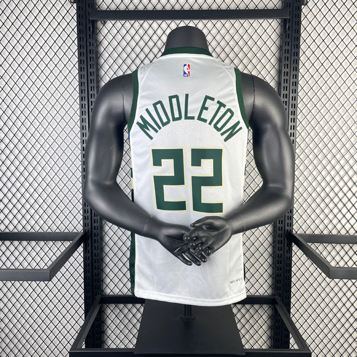 Regata NBA Milwaukee Bucks Association Edition 23/24 Khris Middleton - Branca