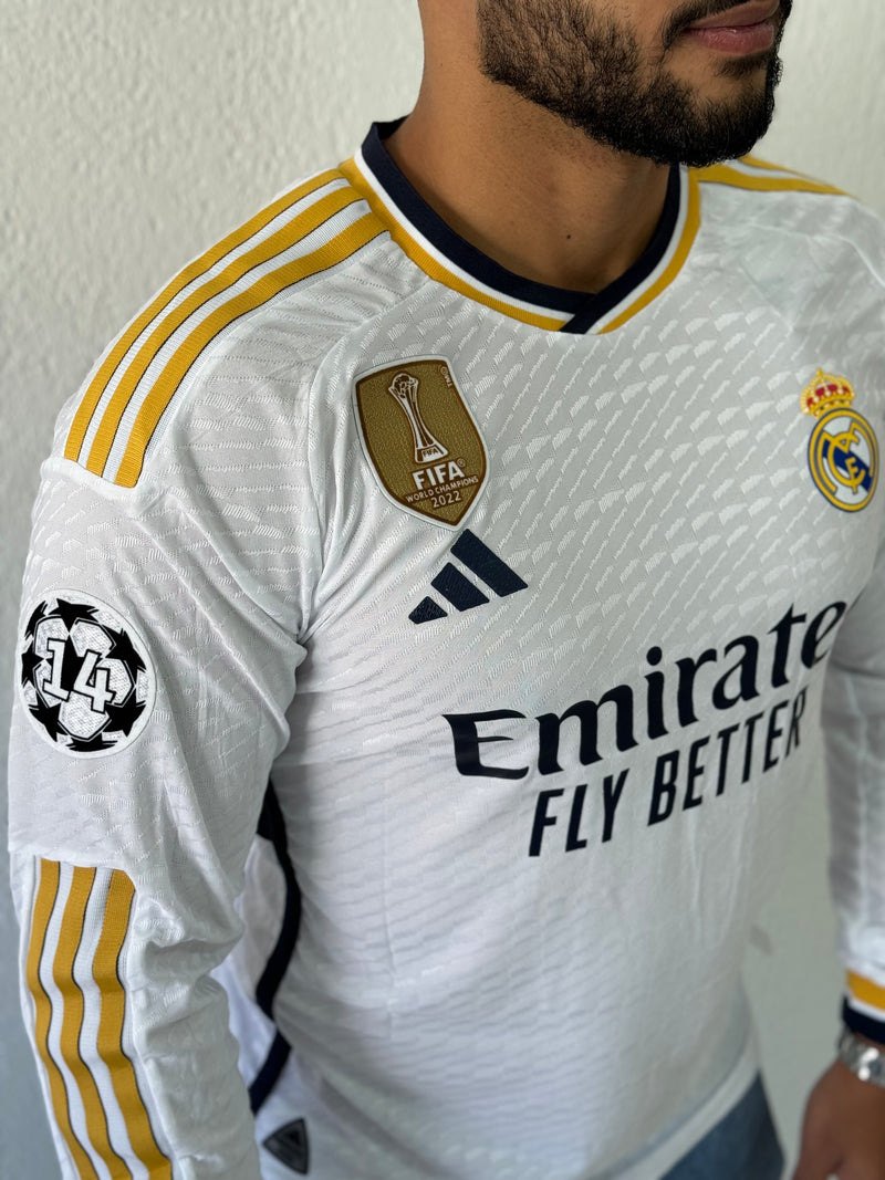 Camisa Real Madrid 2023/24 Versão Jogador - Manga Longa (+Patches)