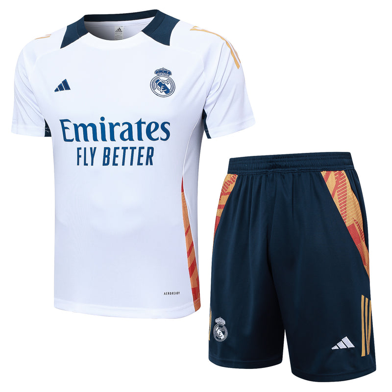 KIT TREINO REAL MADRID 2024/25 - BRANCO/AMARELO