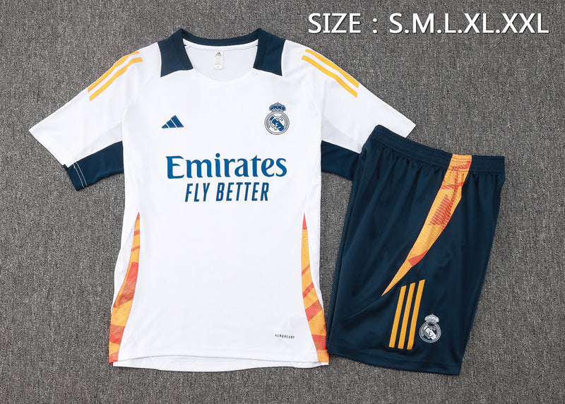 KIT TREINO REAL MADRID 2024/25 - BRANCO/AMARELO