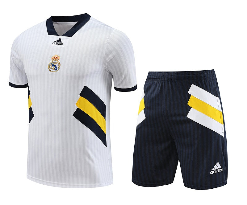 KIT TREINO REAL MADRID 2023 - BRANCO/AMARELO