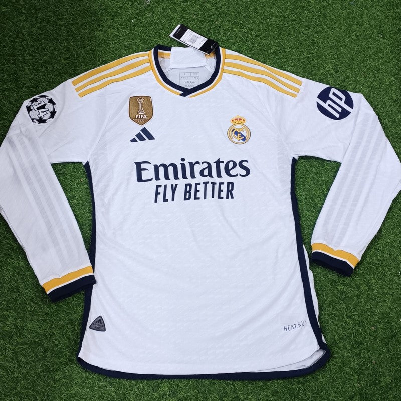 Camisa Real Madrid 2023/24 Versão Jogador - Manga Longa (+Patches)