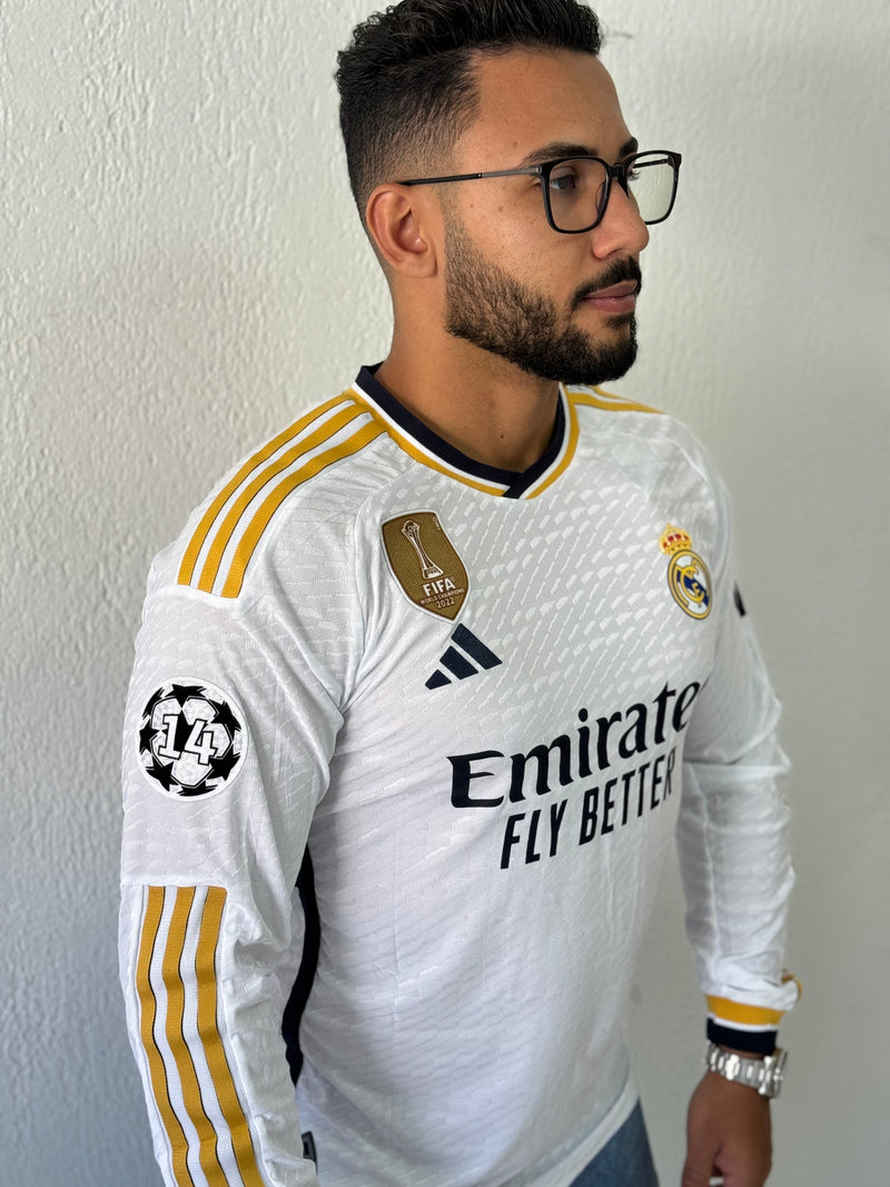 Camisa Real Madrid 2023/24 Versão Jogador - Manga Longa (+Patches)