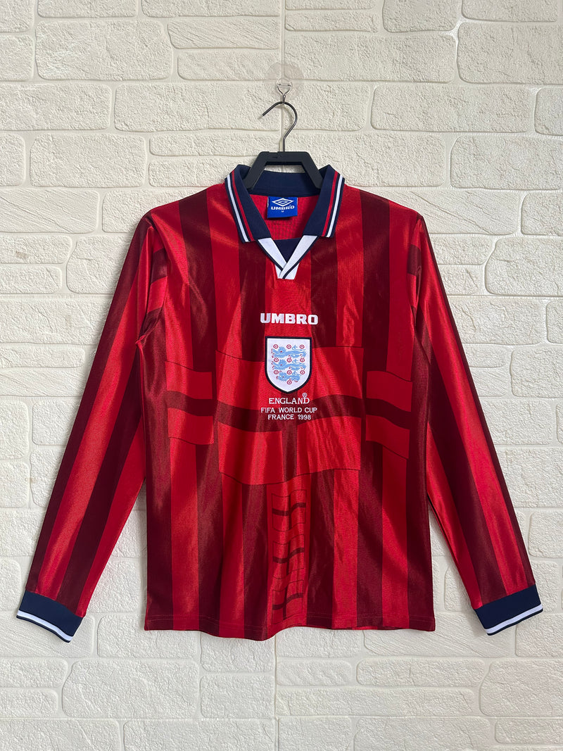 Camisa Retrô Inglaterra 1998 Away - Manga longa