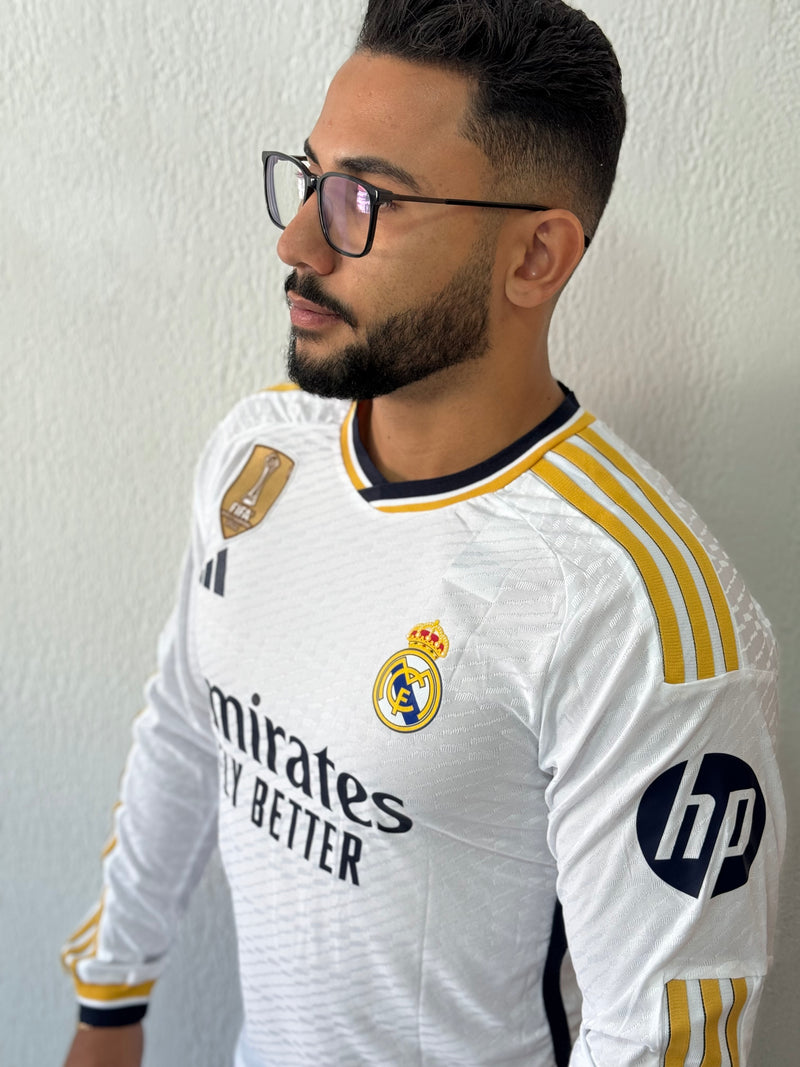 Camisa Real Madrid 2023/24 Versão Jogador - Manga Longa (+Patches)