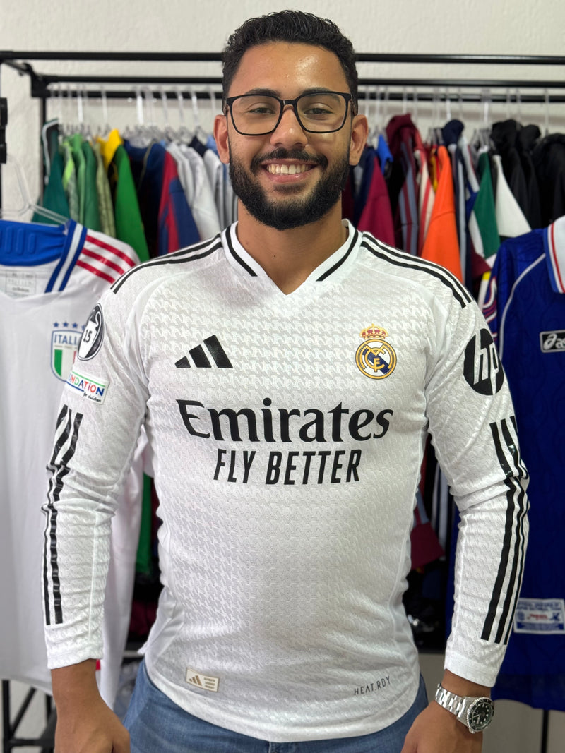 Camisa Real Madrid 2024/25 Versão Jogador - Manga Longa (+Patches)