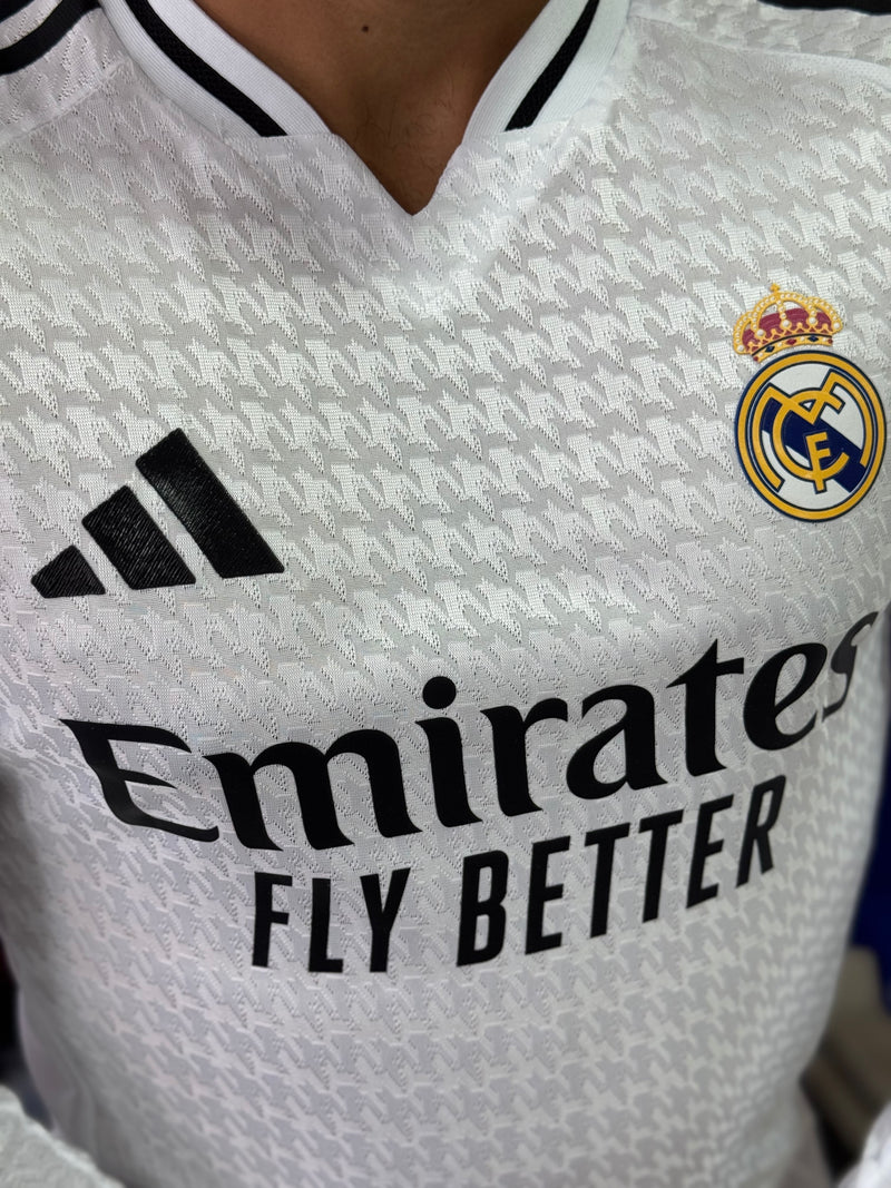 Camisa Real Madrid 2024/25 Versão Jogador - Manga Longa (+Patches)